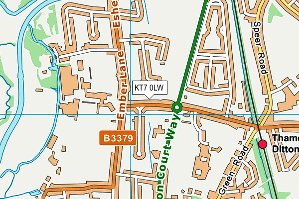 KT7 0LW map - OS VectorMap District (Ordnance Survey)