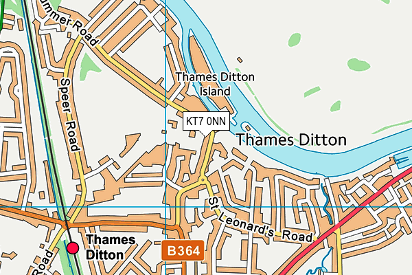 KT7 0NN map - OS VectorMap District (Ordnance Survey)