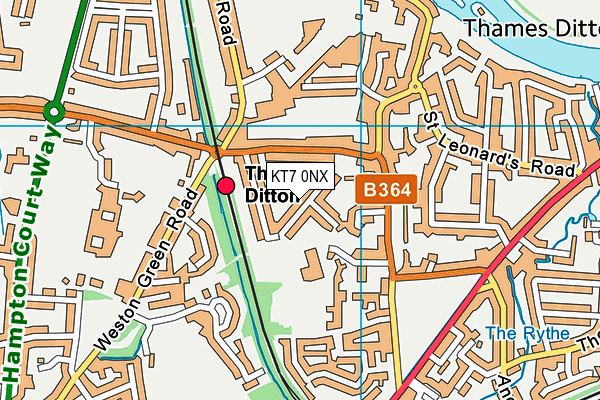 KT7 0NX map - OS VectorMap District (Ordnance Survey)