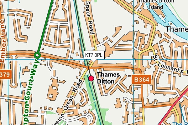 KT7 0PL map - OS VectorMap District (Ordnance Survey)