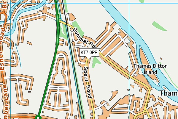 KT7 0PP map - OS VectorMap District (Ordnance Survey)