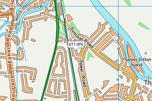 KT7 0PS map - OS VectorMap District (Ordnance Survey)
