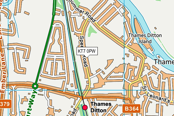 Thames Ditton Infant School map (KT7 0PW) - OS VectorMap District (Ordnance Survey)