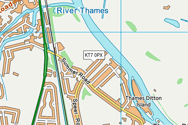 KT7 0PX map - OS VectorMap District (Ordnance Survey)