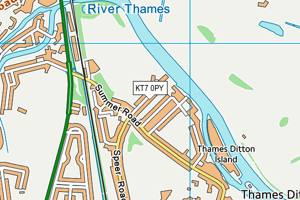 KT7 0PY map - OS VectorMap District (Ordnance Survey)