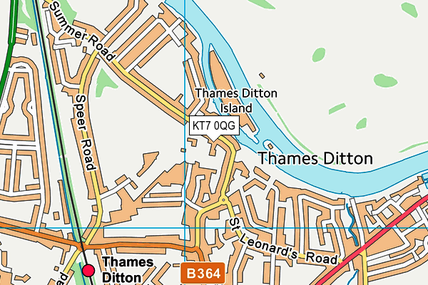 KT7 0QG map - OS VectorMap District (Ordnance Survey)