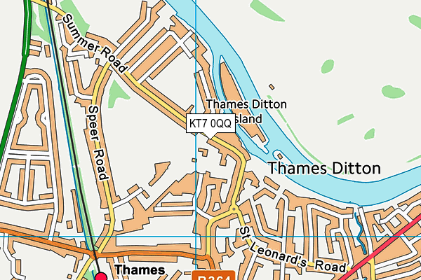 KT7 0QQ map - OS VectorMap District (Ordnance Survey)