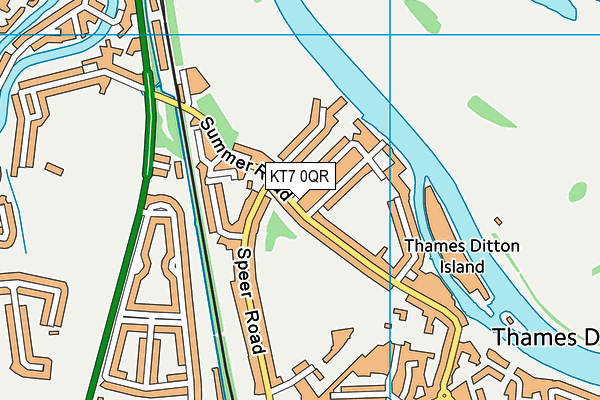 KT7 0QR map - OS VectorMap District (Ordnance Survey)