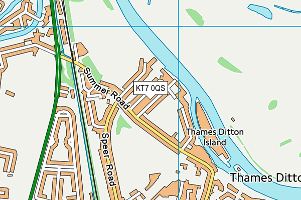 KT7 0QS map - OS VectorMap District (Ordnance Survey)