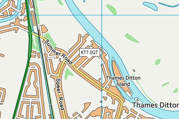 KT7 0QT map - OS VectorMap District (Ordnance Survey)