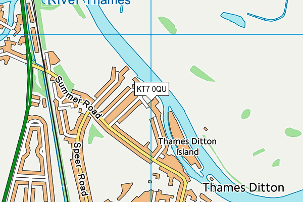 KT7 0QU map - OS VectorMap District (Ordnance Survey)