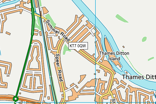 KT7 0QW map - OS VectorMap District (Ordnance Survey)