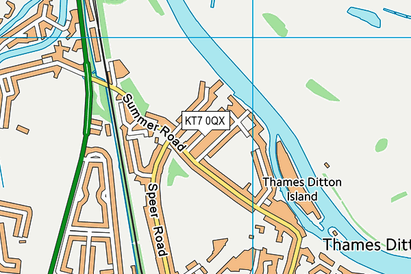 KT7 0QX map - OS VectorMap District (Ordnance Survey)