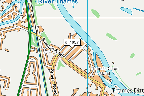 KT7 0QY map - OS VectorMap District (Ordnance Survey)