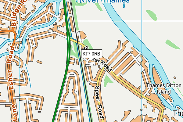 KT7 0RB map - OS VectorMap District (Ordnance Survey)