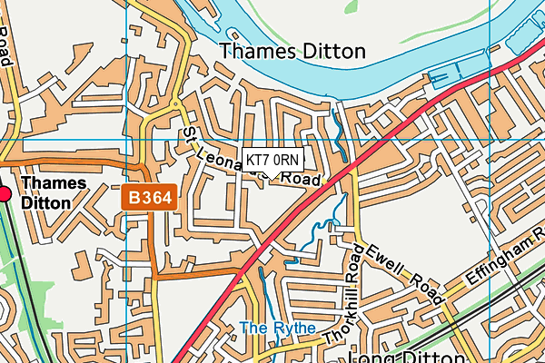 KT7 0RN map - OS VectorMap District (Ordnance Survey)