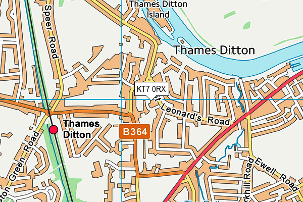 KT7 0RX map - OS VectorMap District (Ordnance Survey)