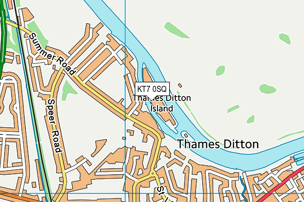 KT7 0SQ map - OS VectorMap District (Ordnance Survey)