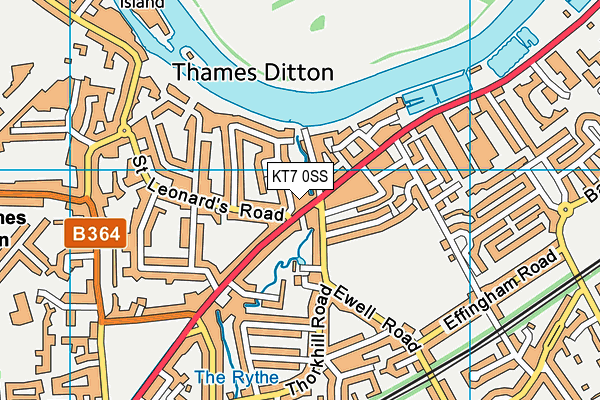 KT7 0SS map - OS VectorMap District (Ordnance Survey)