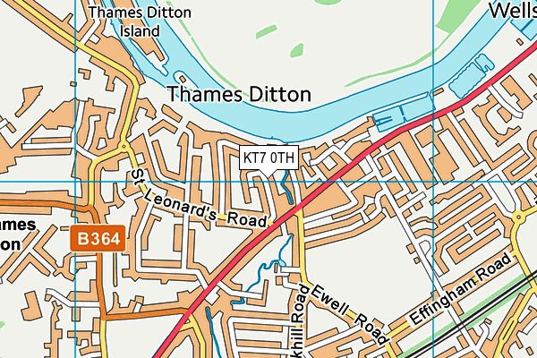 KT7 0TH map - OS VectorMap District (Ordnance Survey)