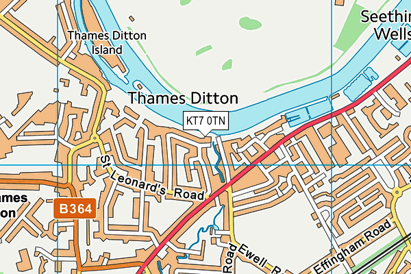 KT7 0TN map - OS VectorMap District (Ordnance Survey)