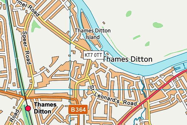 KT7 0TT map - OS VectorMap District (Ordnance Survey)