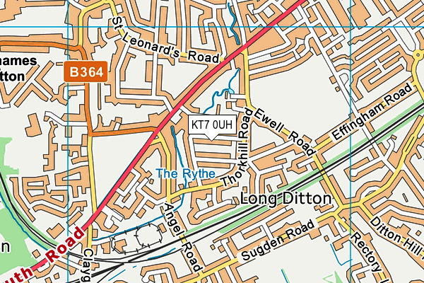 KT7 0UH map - OS VectorMap District (Ordnance Survey)