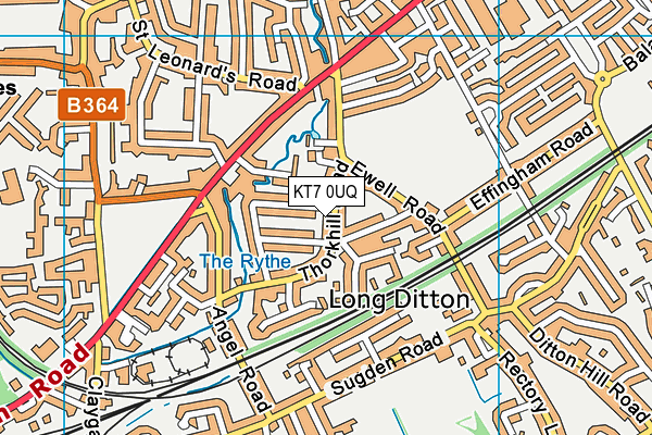 KT7 0UQ map - OS VectorMap District (Ordnance Survey)
