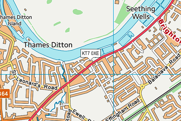 KT7 0XE map - OS VectorMap District (Ordnance Survey)