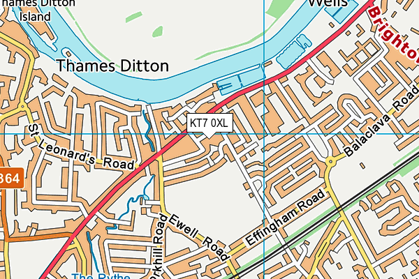 KT7 0XL map - OS VectorMap District (Ordnance Survey)
