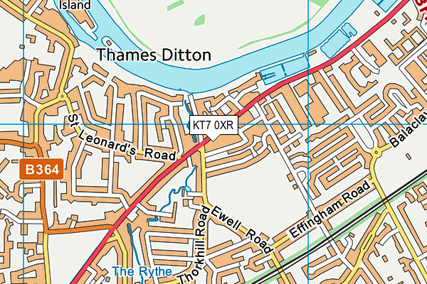 KT7 0XR map - OS VectorMap District (Ordnance Survey)