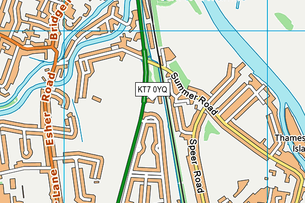 KT7 0YQ map - OS VectorMap District (Ordnance Survey)