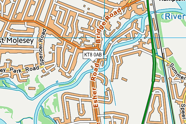 KT8 0AB map - OS VectorMap District (Ordnance Survey)
