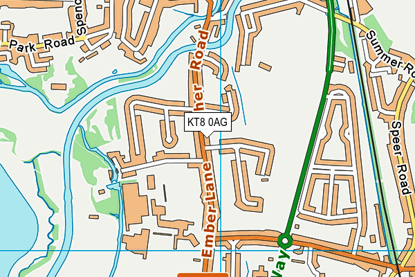 KT8 0AG map - OS VectorMap District (Ordnance Survey)