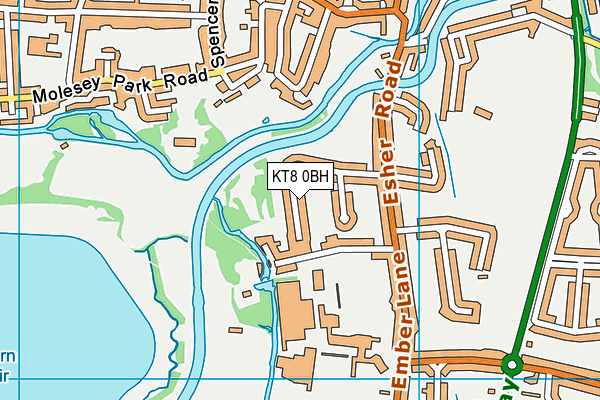 KT8 0BH map - OS VectorMap District (Ordnance Survey)