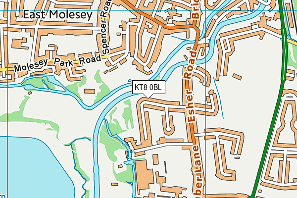 KT8 0BL map - OS VectorMap District (Ordnance Survey)