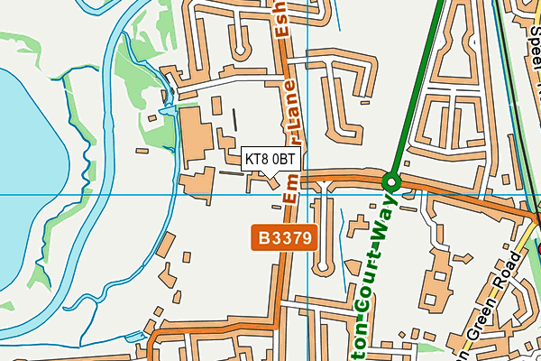 KT8 0BT map - OS VectorMap District (Ordnance Survey)