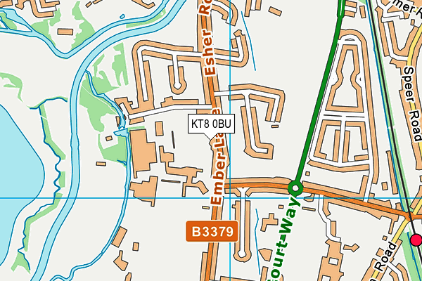 KT8 0BU map - OS VectorMap District (Ordnance Survey)