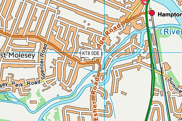 KT8 0DE map - OS VectorMap District (Ordnance Survey)
