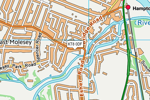 KT8 0DF map - OS VectorMap District (Ordnance Survey)