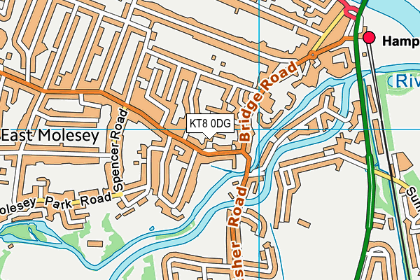 KT8 0DG map - OS VectorMap District (Ordnance Survey)