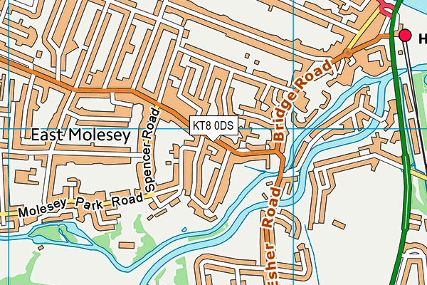 KT8 0DS map - OS VectorMap District (Ordnance Survey)
