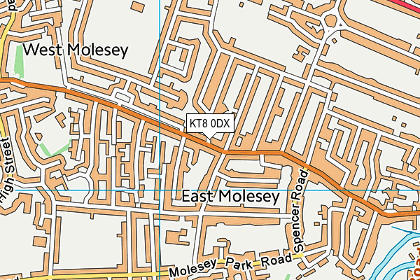 KT8 0DX map - OS VectorMap District (Ordnance Survey)