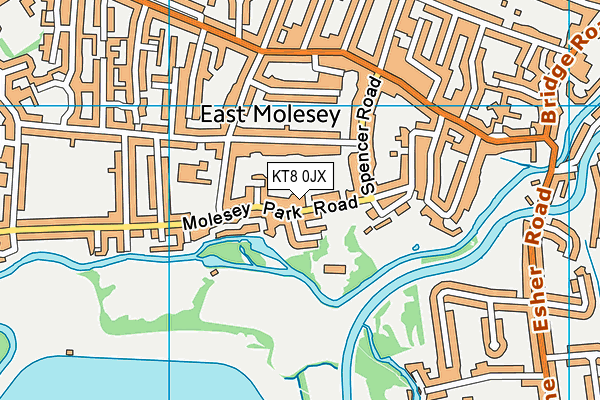KT8 0JX map - OS VectorMap District (Ordnance Survey)