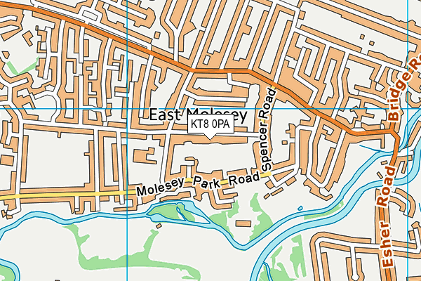 KT8 0PA map - OS VectorMap District (Ordnance Survey)