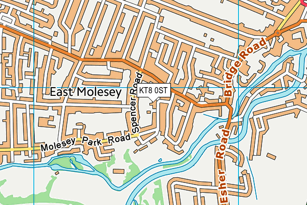 KT8 0ST map - OS VectorMap District (Ordnance Survey)