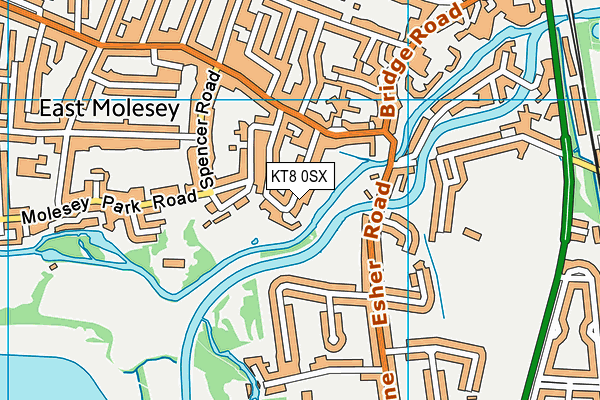 KT8 0SX map - OS VectorMap District (Ordnance Survey)