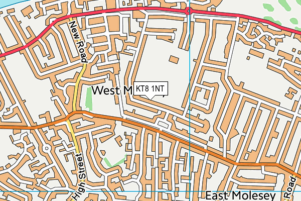 KT8 1NT map - OS VectorMap District (Ordnance Survey)