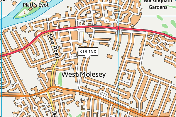 Molesey Hurst Recreation Ground map (KT8 1NX) - OS VectorMap District (Ordnance Survey)