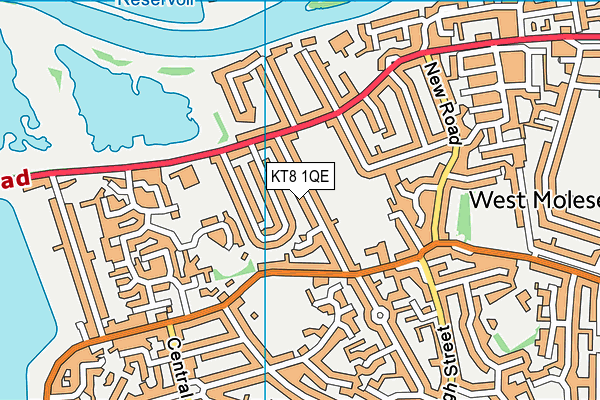 KT8 1QE map - OS VectorMap District (Ordnance Survey)